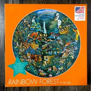 Vintage Bill Bell Round 500 pc Puzzle Rainbow Forest 🧩